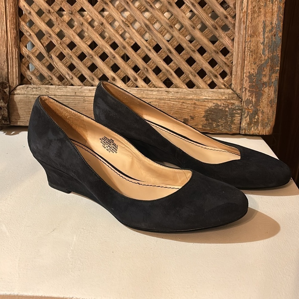 Nine West wedge in black suede!  Perfect little black shoe!